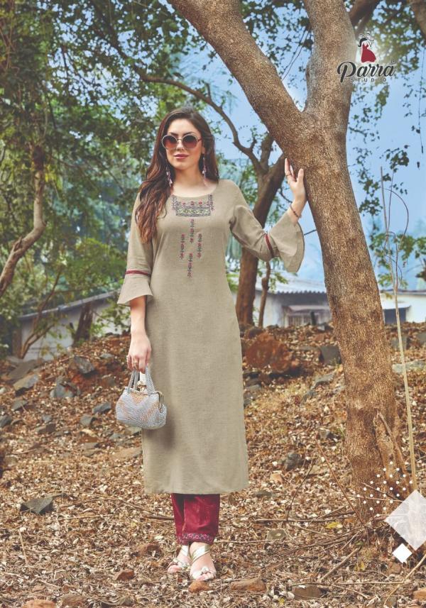 Parra Nature Fancy Cotton Embroidery Kurti With Bottom 